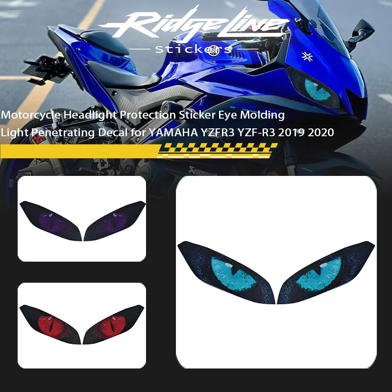 

Motorcycle Headlight Protection Sticker Eye Molding Light Penetrating Decal for YAMAHA YZFR3 YZF-R3 2019 2020