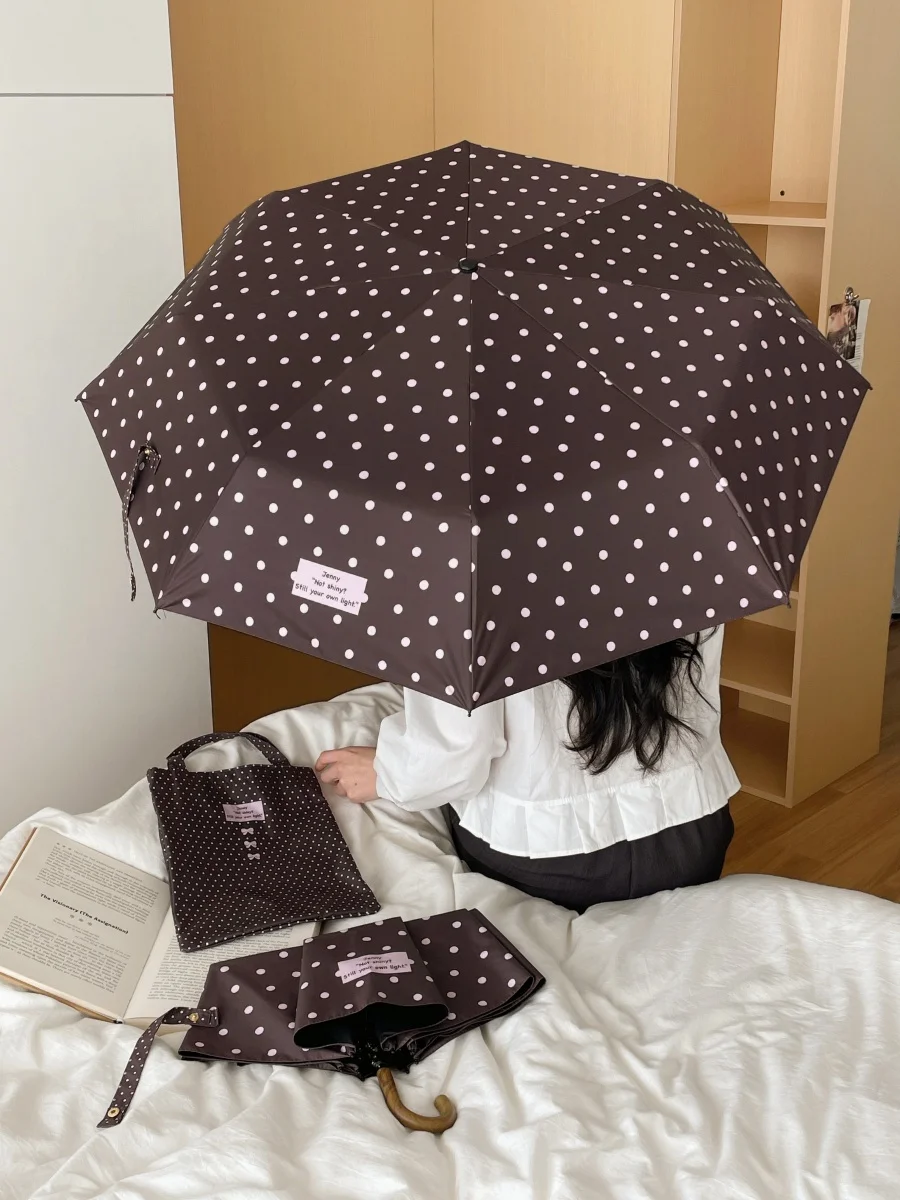 

Корейский зонт в горошек для женщин, портативный, с защитой от УФ-лучей, для дождя и солнца, двойного назначения, портативный зонт-солнцезащита