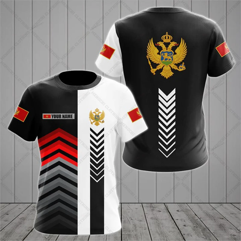 Emblemat Montenegro z graficzną szybkością t-shirty na lato, na co dzień, dorośli i dzieci, luźne, ponadgabarytowe koszulki sportowe