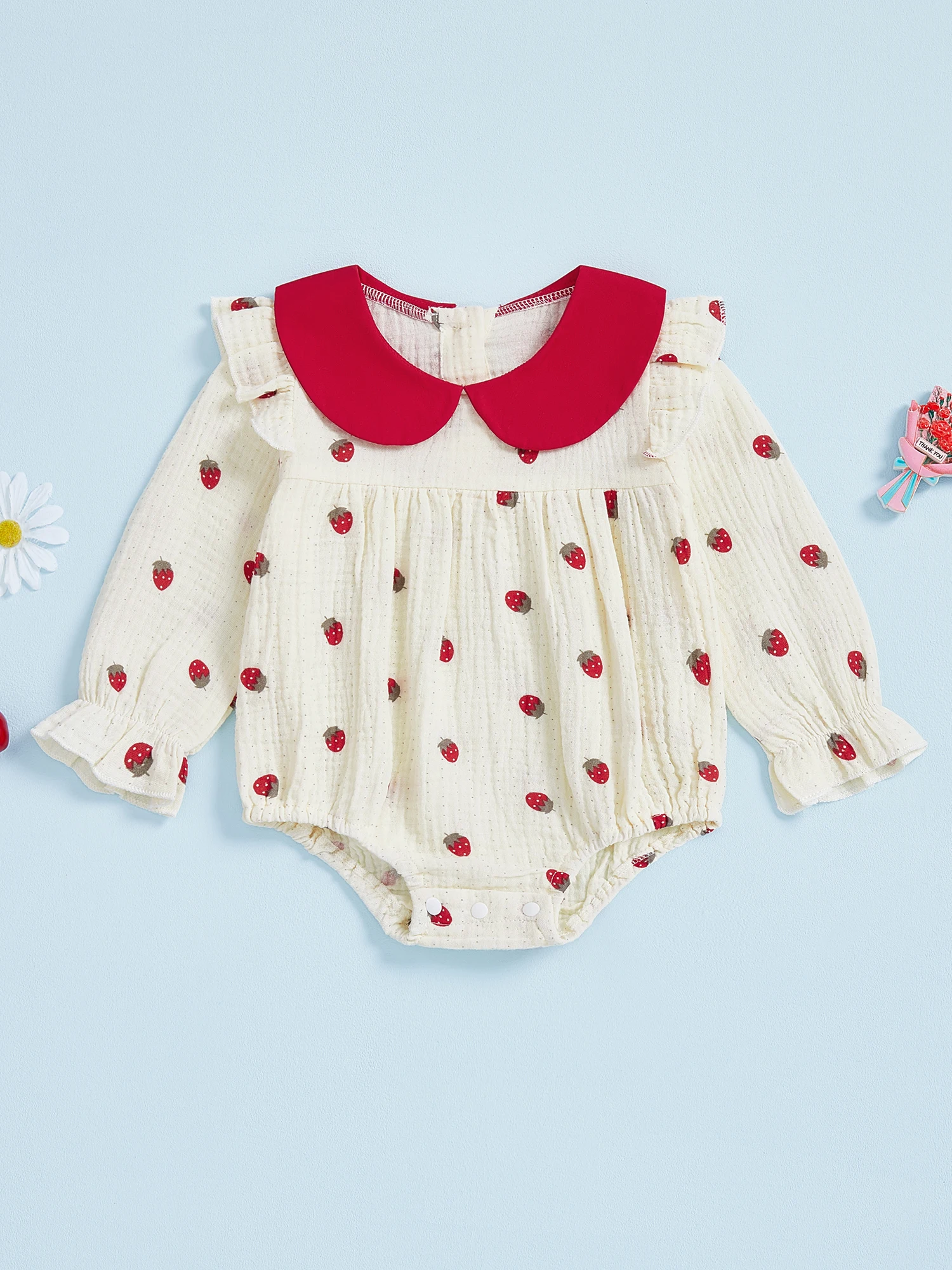 

Adorable Toddler Girls Ruffle Sleeve Floral Print Romper with Bowknot Detail and Matching Headband Set