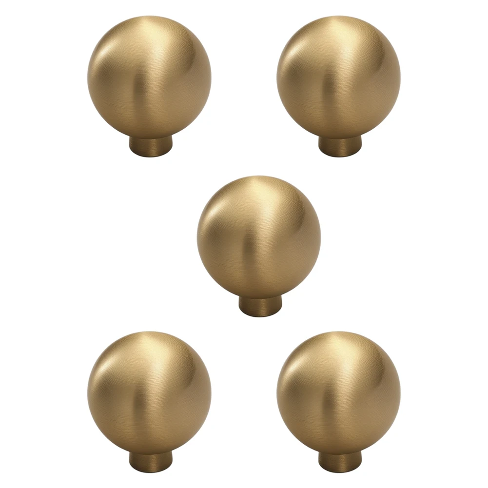 Solid Brass Round Cabinet Knobs for Kitchen Cupboards Wardrobes and Bathroom Vanities with Brushed Brass  Solid