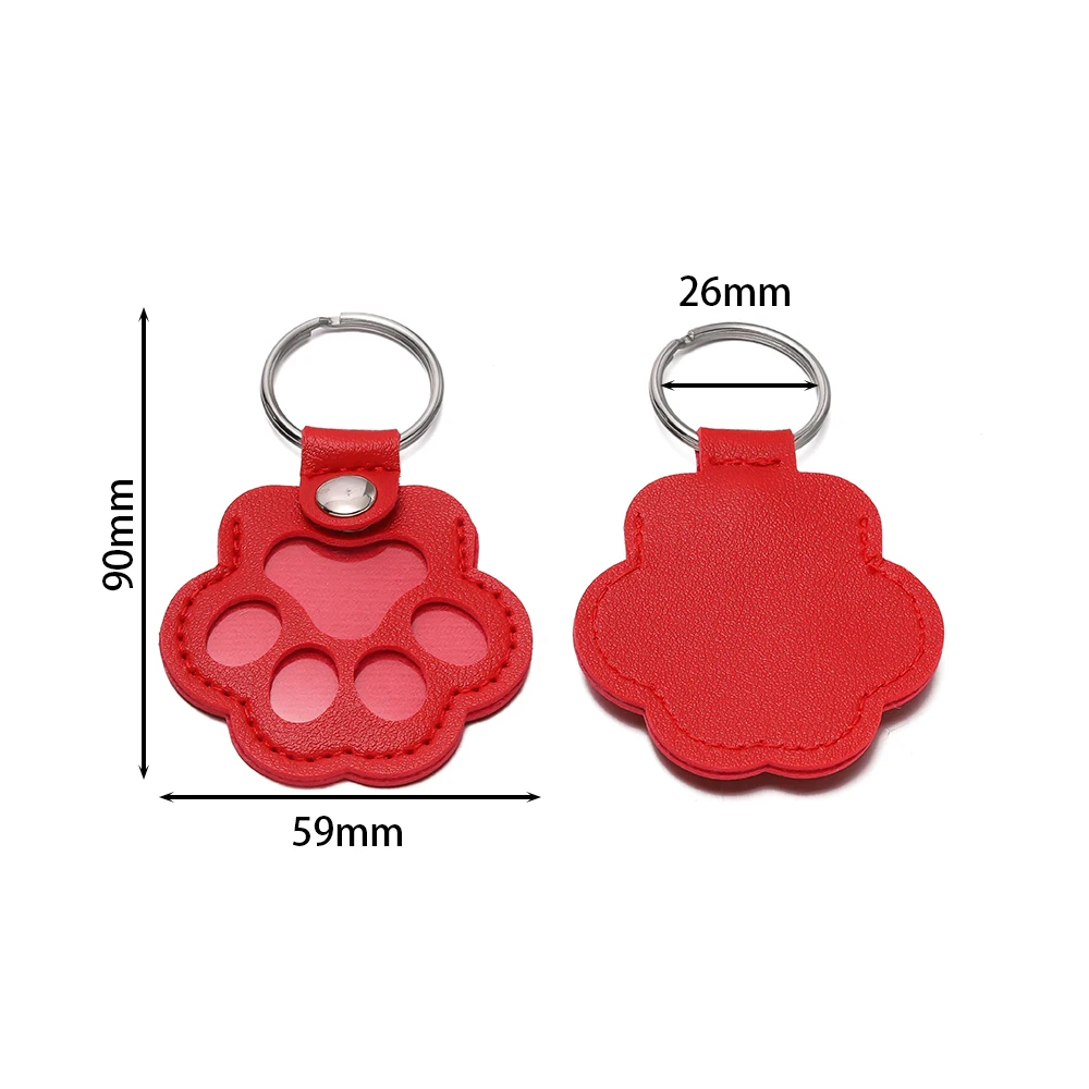 1Pc Leather Pet Hair Storage Bag Cat Paw Keychain Multifunctional Portable Keychain