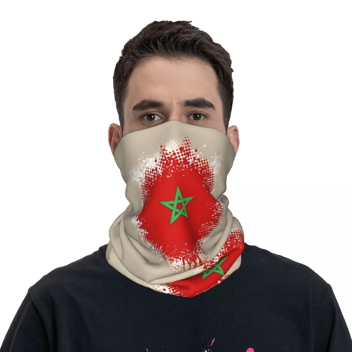 Balaclava Respirável Unisex para Adulto, Bandana Bandeira de Marrocos, Cobertura do Pescoço, Lenço Envoltório, Lenço de Ciclismo