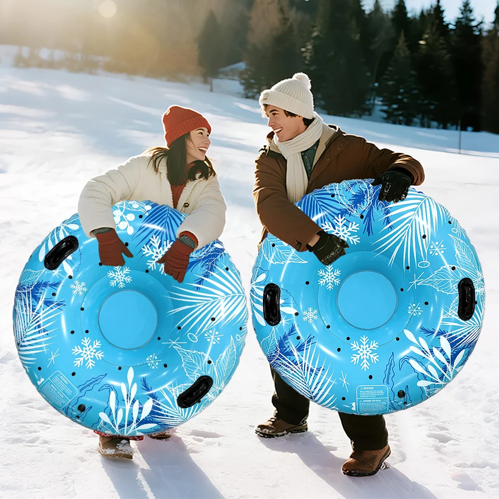 

1 pcs inflatable skiing ring PVC material leaf pattern blue skiing ring winter outdoor sports skiing tool