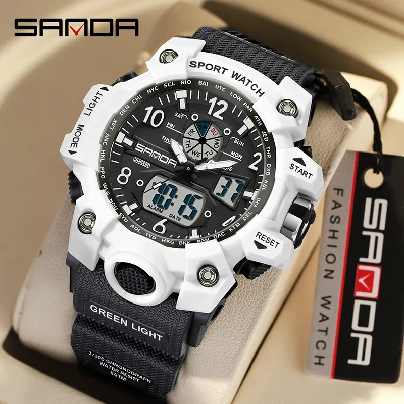 

2024 New Youth Sports Trend Korean Electric watch Men's Creative SANDA 3306 Personality Wristwatch