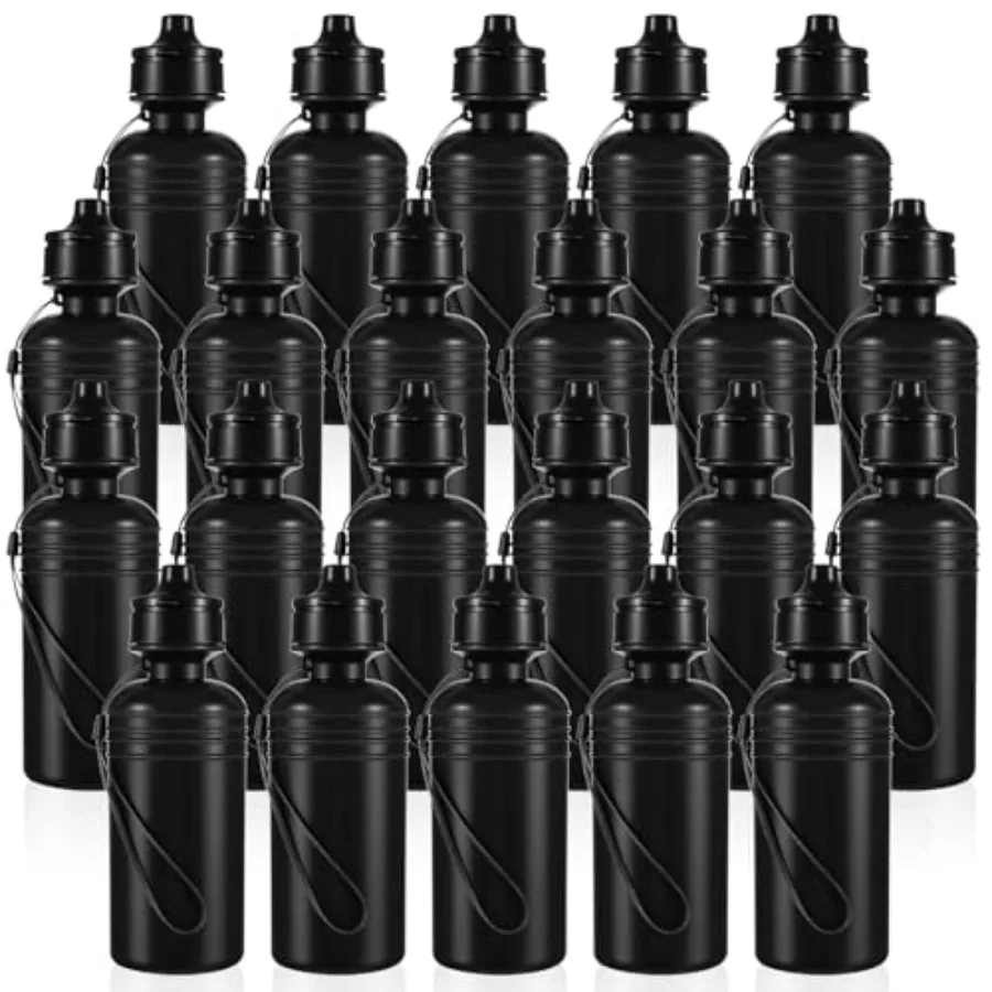 

Plastic Water Bottles 22 Pack Bulk Sports Cycling Water Bottles 21 oz with Nylon Strap Leak Squeeze Reusable BPA Free Proof Cup