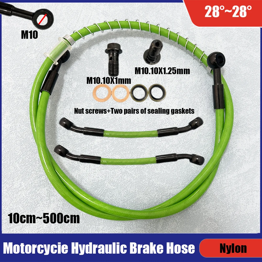 

10-500cmM10 Green joint motorcycle dirt bicycle specific multi angle brake oil pipe braided hose fuel pipe Nylon Green brakepipe