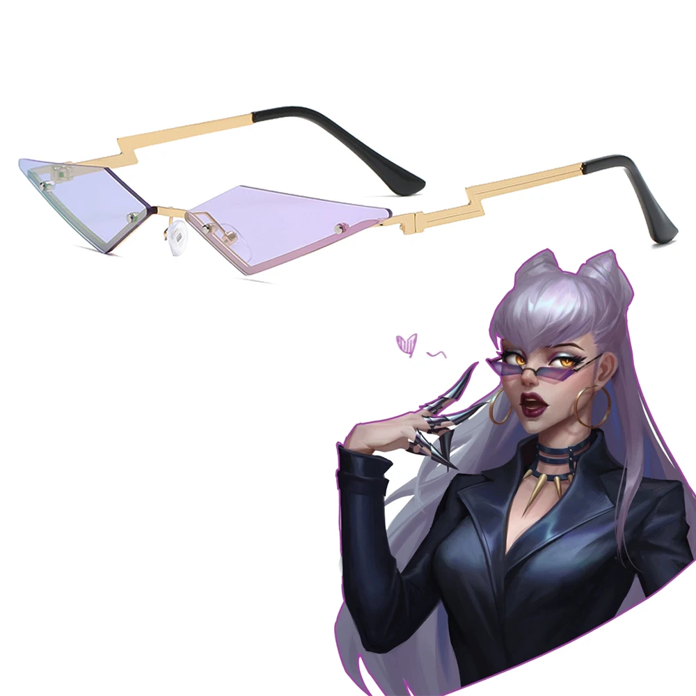 The Danemark dest Evelynn Cyberpunk Rock Cosplay Lunettes, Lunettes de soleil, Accessoires de costume, Jeu LOL, KDA, Accessoires d'Halloween