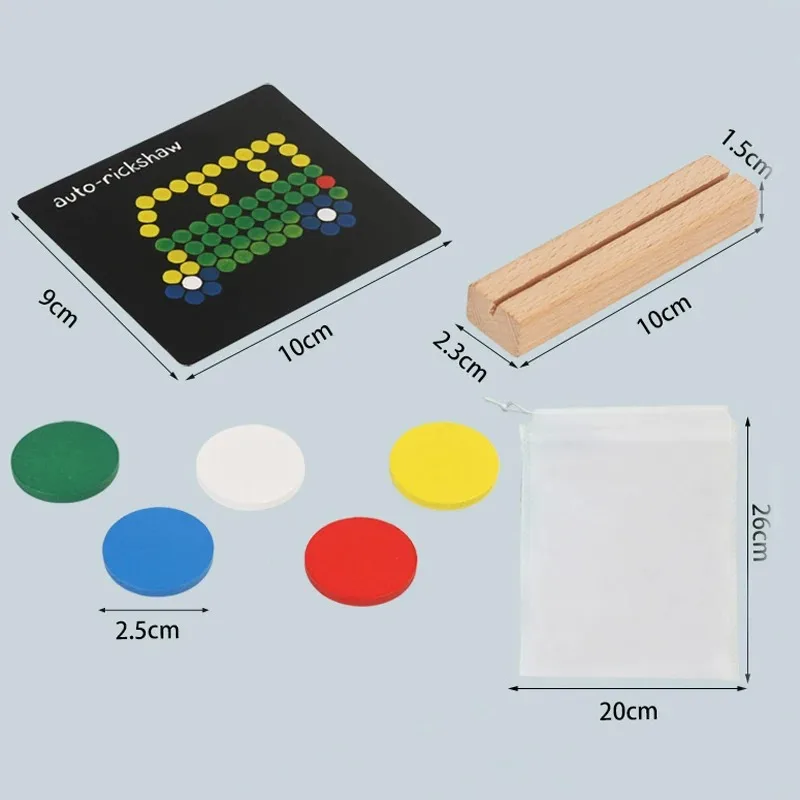 260 szt. Koło kreatywne Puzzle Montessori kolorowe drewniane zabawki kolorowa gra poznawcza przedszkole wczesna edukacja prezent dla dzieci