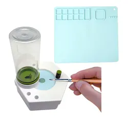 Painting Station Silicone Watercolor and Paint Brush, Water Cleaner Brush, Rinser for Children