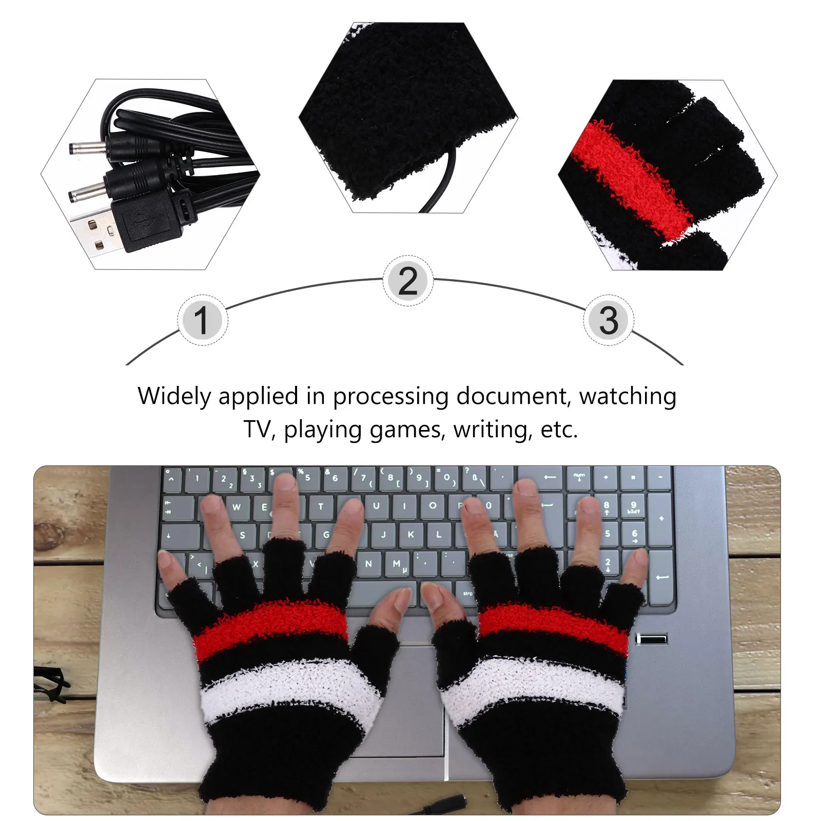 

Heated Gloves Charging Winter Typing Gaming Outdoor H Warmers Half Finger Wool Elastic Thermal H Warmer Gloves Mittens