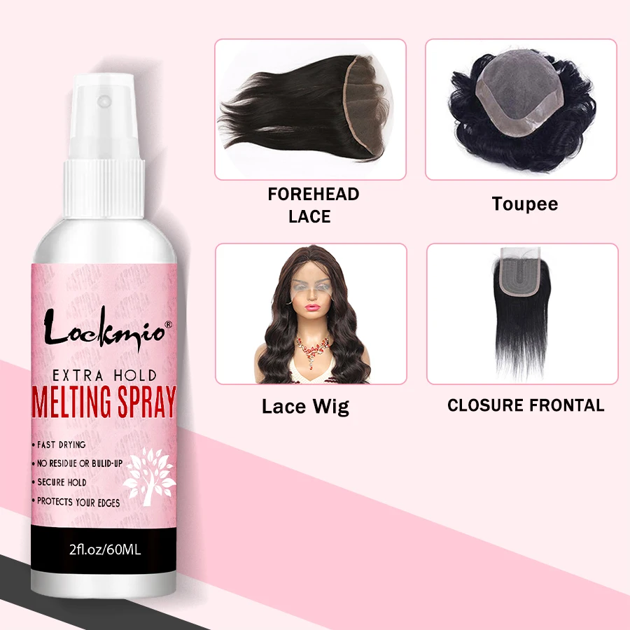 LOCKMIO Melting Spray Waterproof Lace Glue Adhesive Remover With Brush Head Band Wig Installation Kit Set For Lace Wigs