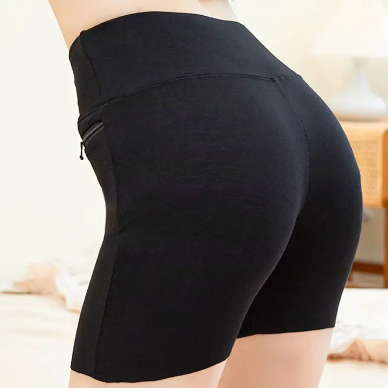 Women Safety Shorts Anti Exposure Summer Dual Open Zippers High Waist Tummy Control Butt Lifting Plus Size 3 Points Base Layer