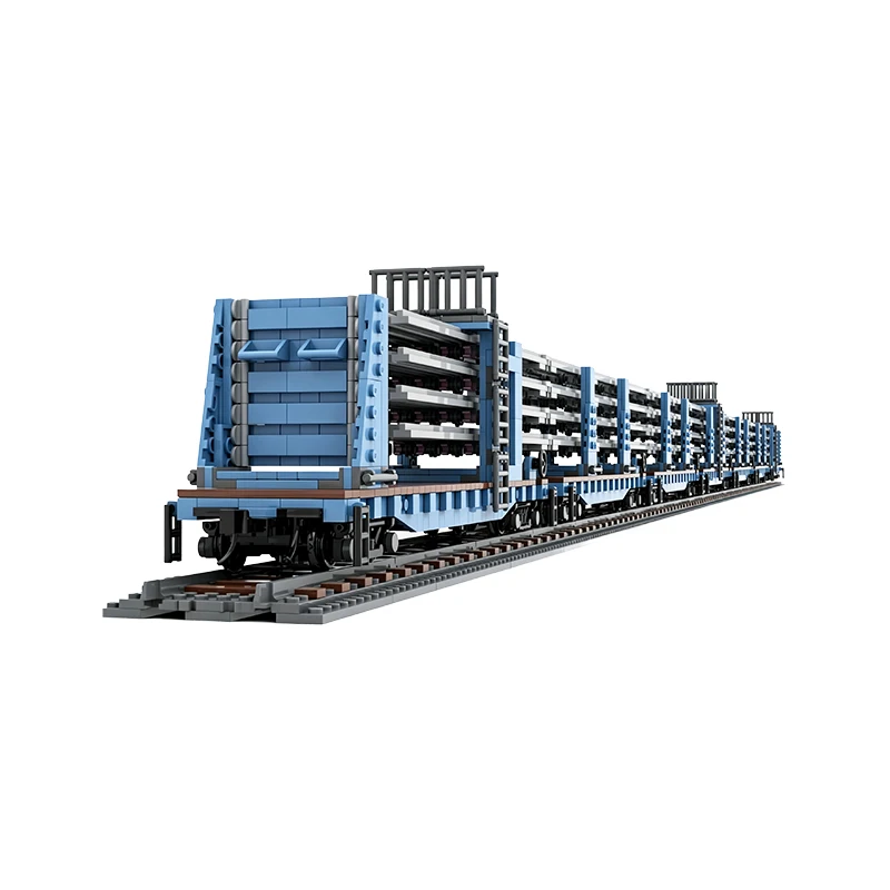 MOC Railway Maintenance Engineering Car Building Blocks Set Industrial Track Transport Carriage Model Adult Collection Gift
