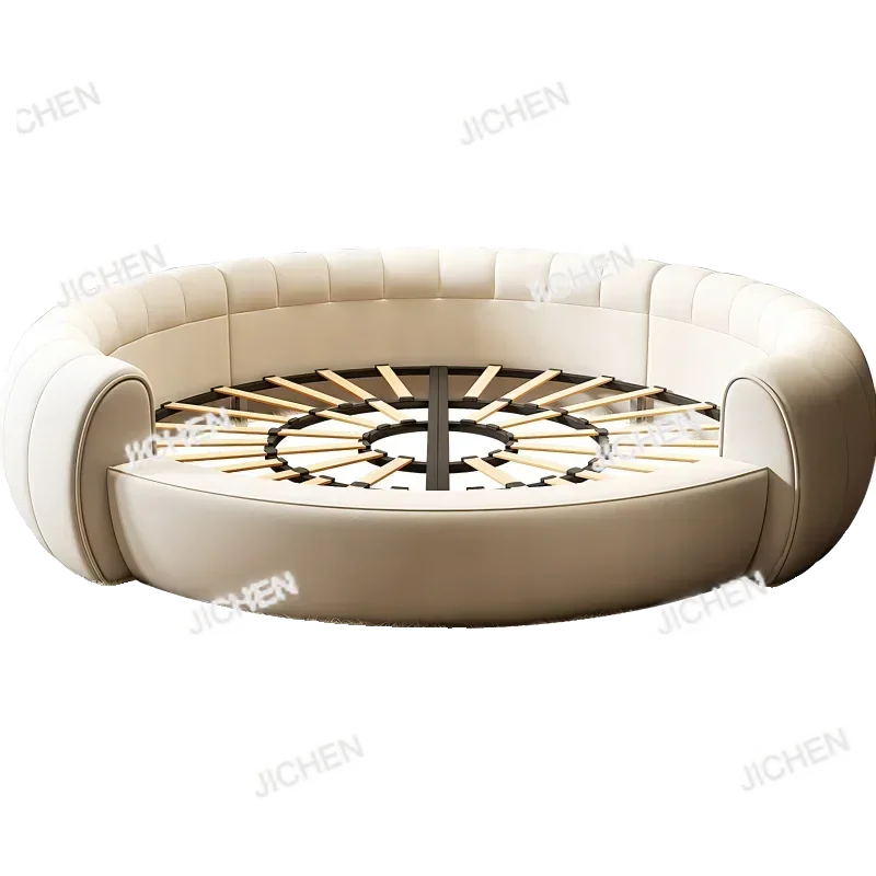 HG مصمم الفتيات سرير حديث 200 × 180 سنتيمتر الفاخرة الإيطالية الملك الحجم غرفة نوم سرير مزدوج علوي مستدير الكبار كاما الأثاث الزوجي #2