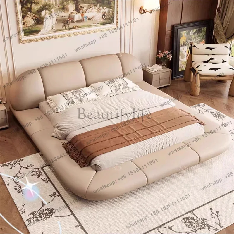 

Двуспальная кровать yj5 Home Deluxe из изогнутой кожи, 150x200, 180x200 см, для 2 человек, с основанием и каркасом, мебель для спальни, каркас кровати