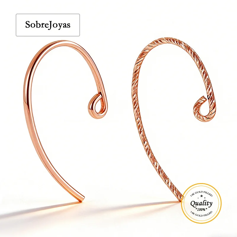 

14K Rose Gold Filled Ear Wire Sparkle Bass Clef Hook With Loop 21x12mm Earring Components Wholesale BULK DIY Jewelry Findings