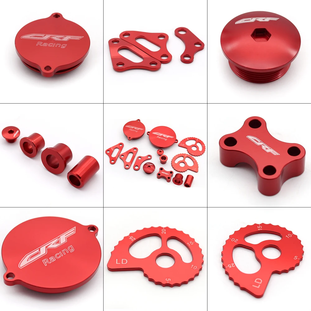 Red Kit For Honda CRF 230 CRF230F Engine Mount Support Magneto Starter Oil Cover Wheel Spacer Suspension Lowering Chain Adjuster