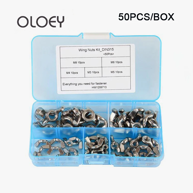 

(50 PCS/box) Butterfly nut Butterfly nut Ingot Claw Claw Screw M3 M4 M5 M6 M8 Set