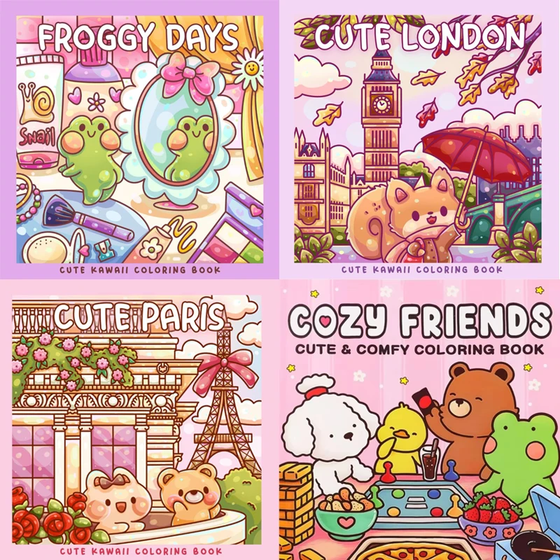 A Kawaii Frog Coloring Book Adorable Frog Adventures in Relaxing Coloring for All Ages Stress Relief and Creativity