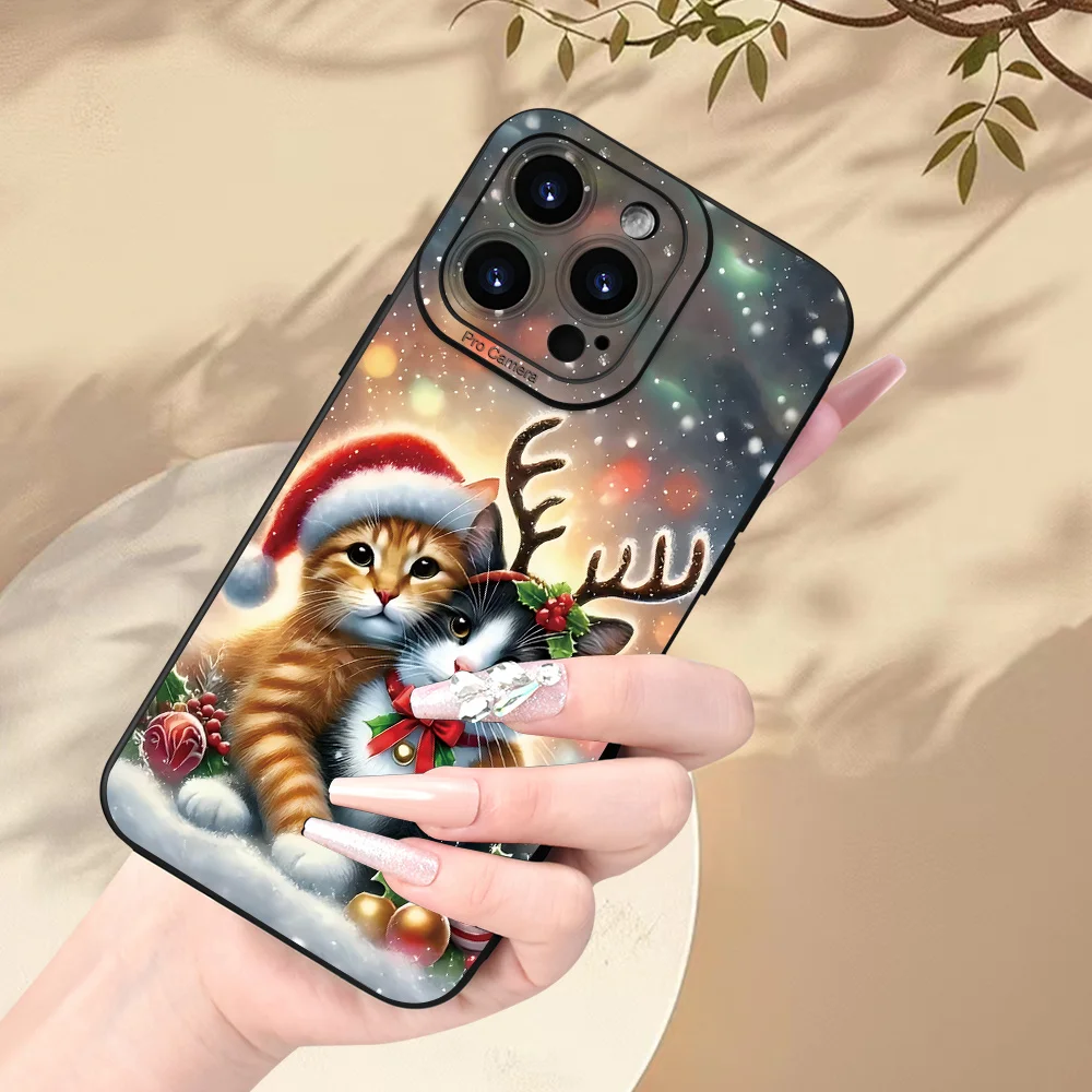 Weihnachts-Glückskatzen-Elfen-Muster-Hülle für Samsung Galaxy S23 S25 S24 Ultra S22 S21 FE Plus A54 A55 A53 A16 A35 A34 A33 A15 Funda – Detail 1