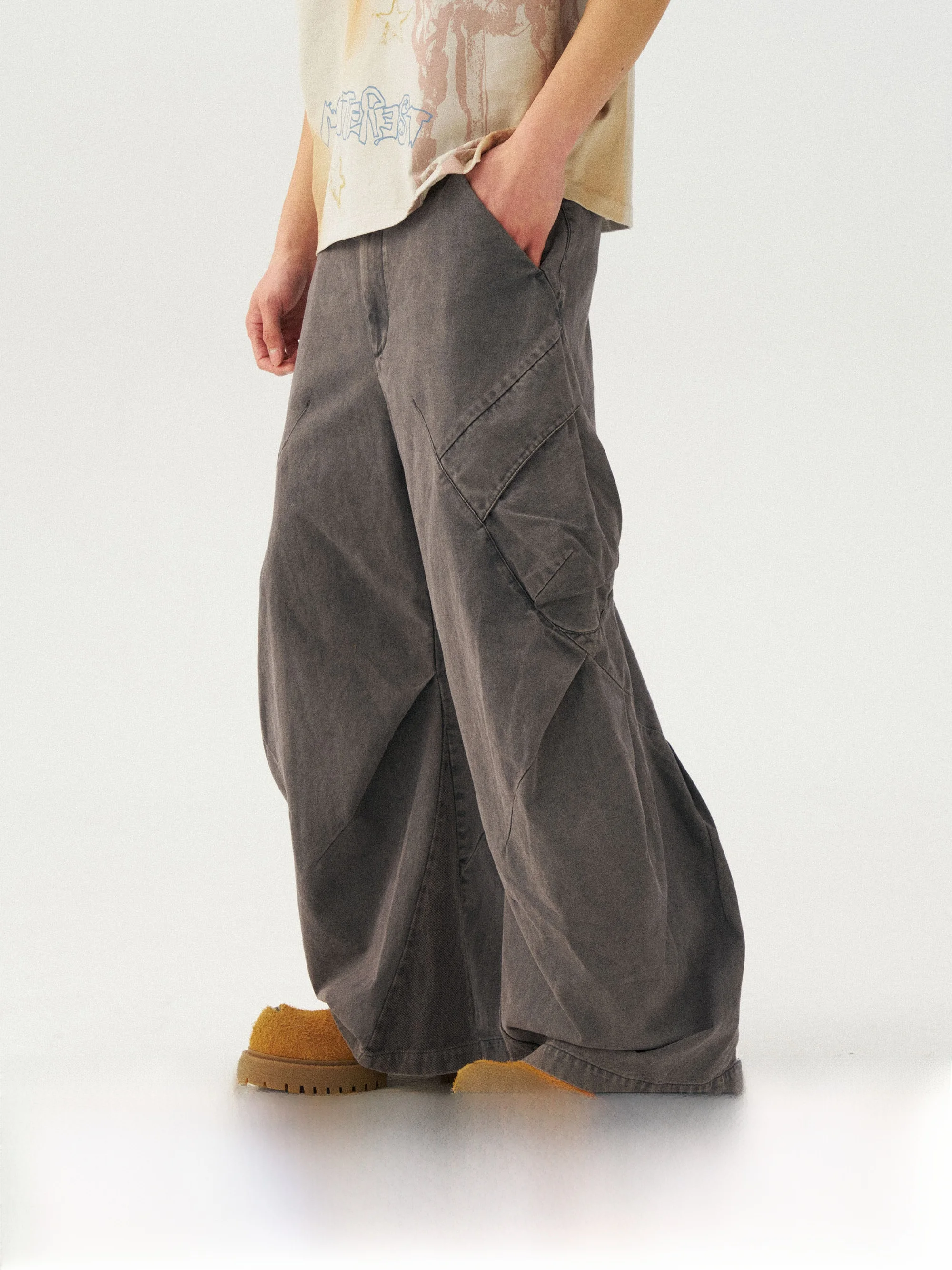 

Monterest Men's Casual Pants American Sle Waed Pleated Knife Workwear Loose Fit Low Waist Spring Summer Cotton