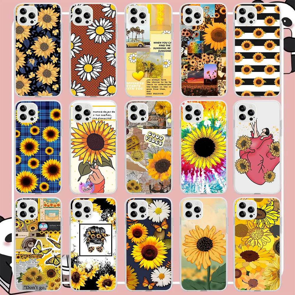 SK-63 Sunflower Silicone Case For Tecno POP 4 AIR 5 5P Camon 15 16 17 17P 18 18T 18P 18i 19 Premier Neo Pro