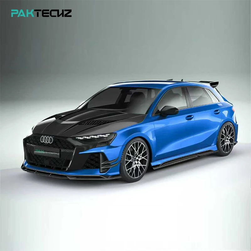 Paktechz Dry Carbon Fiber Body Kit Front Lip Hood Side Skirt Rear Diffuser Spoiler for Audi RS3 8Y Sportback 2025