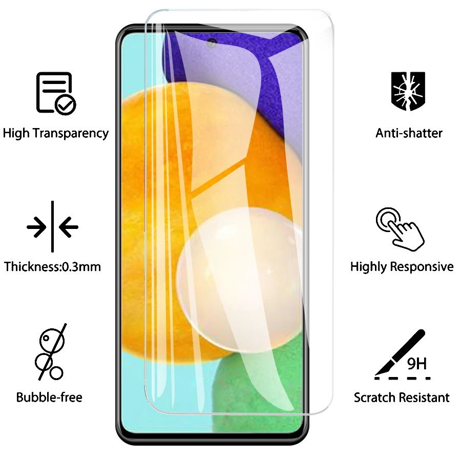 Filme de vidro temperado transparente para Samsung Galaxy, 4G, 5G, M21, M22, M23, A21, A22, A23, A24, A25, M21s, A21s, M21s, 5pcs