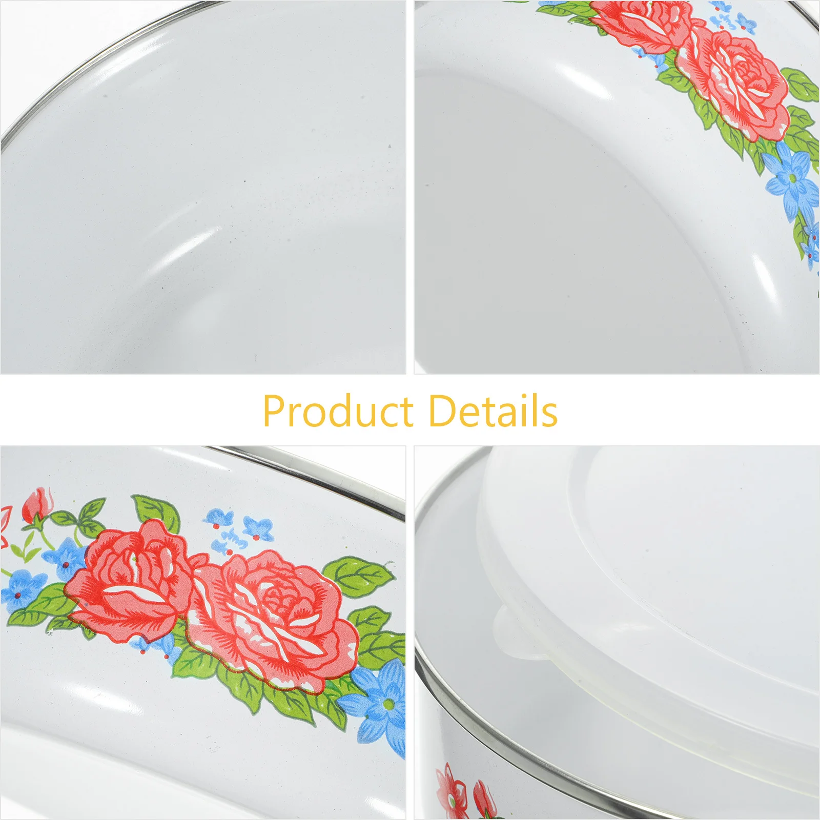 

3Pcs Enamel Bowls Multipurpose Food Storage Soup Salad Bowls Easy Clean Containers Multifunctional Bowl