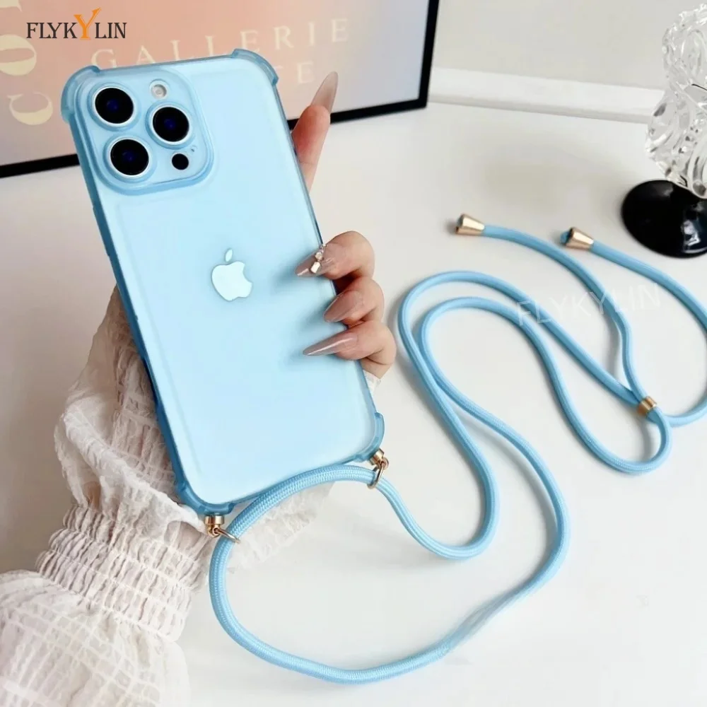 Adjustable Long Strap Phone Case For Samsung S25 S24 S23 S22 Ultra Plus S21FE S20FE S25 Edge Soft silicone Protective Cover