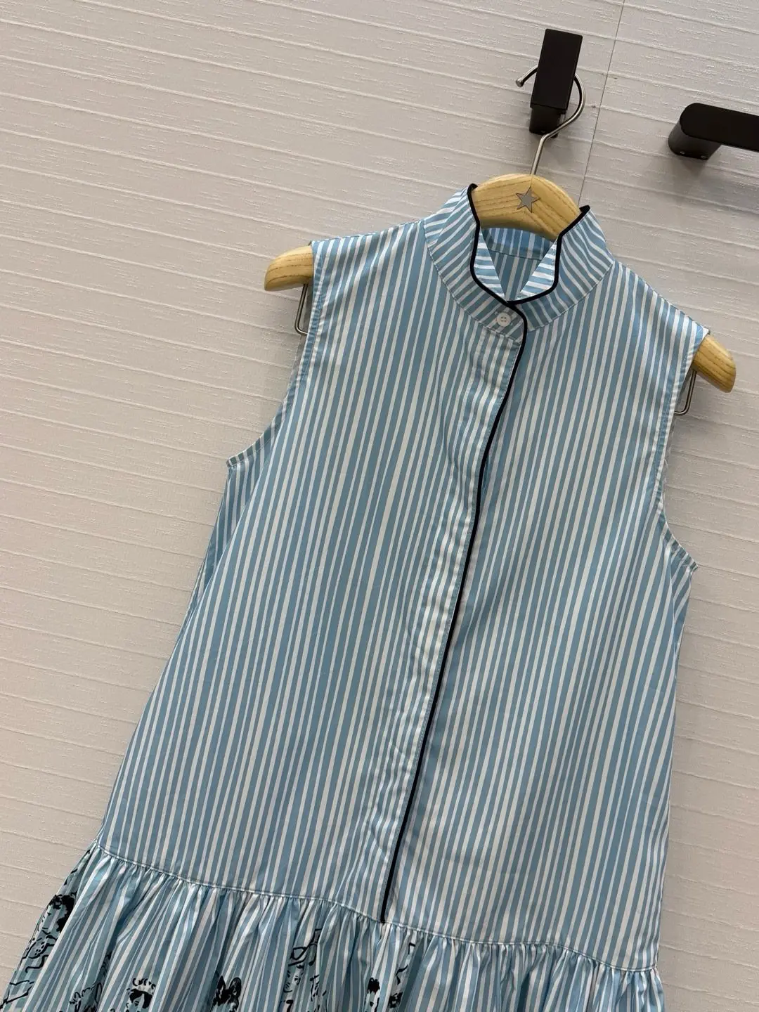 New Early Autumn Women's Elegant Hand-painted Figure Print Striped Doll Dress Vest Dress