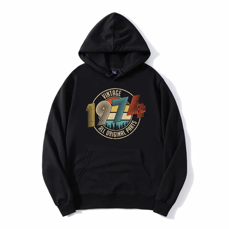 Vintage 1974 1992 All Original Parts Birthday Gifts Men Hoodie Funny Cotton Sweatshirt Harajuku Streetwear Unisex Coat