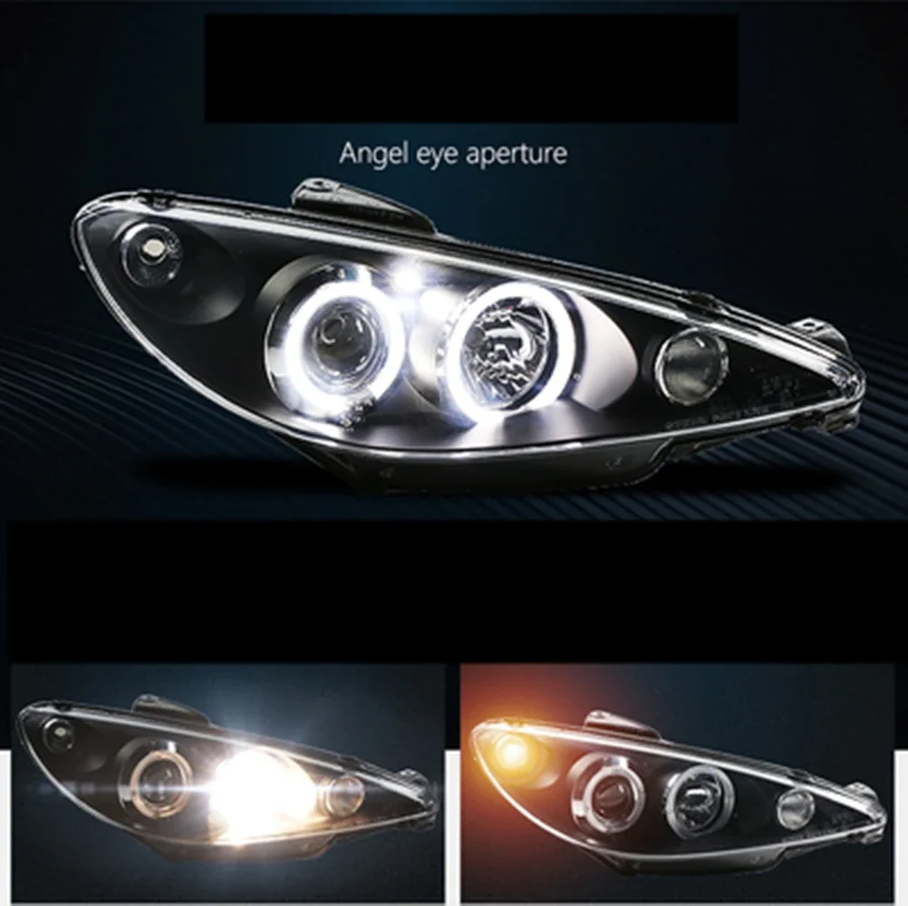 LED Headlight For Peugeot 206 2004-08 DRL Daytime Running Light Turn Signal angel eye Xenon car accessories accesorios para auto