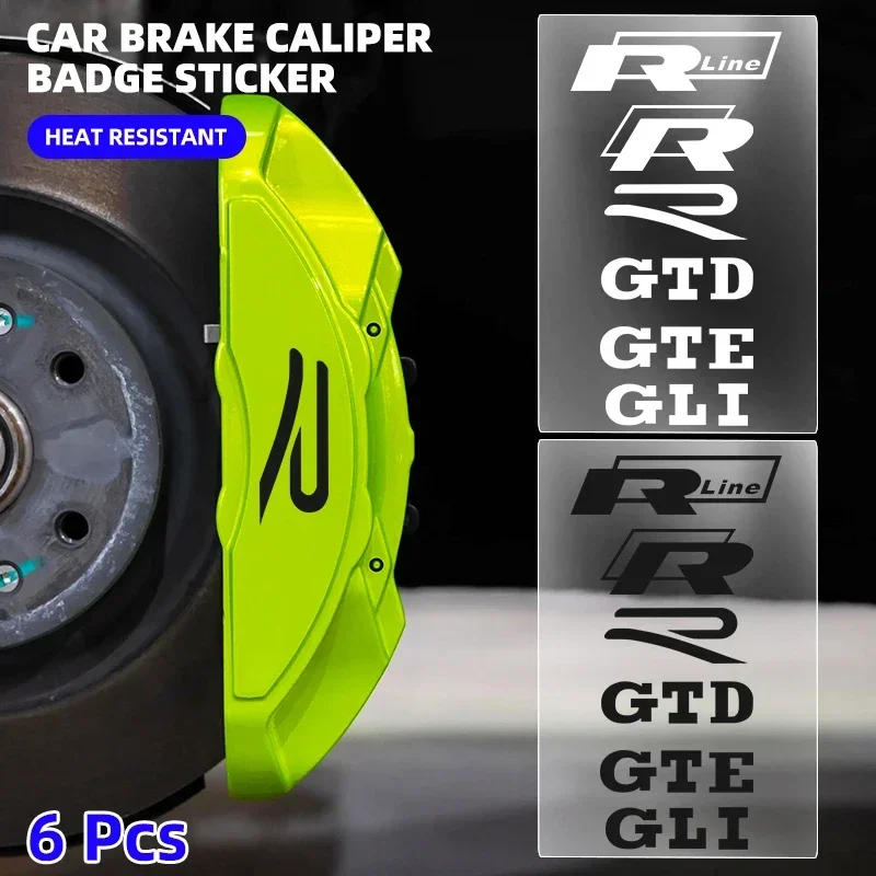 1 Juego de pegatinas gráficas de pinza de freno de coche para Volkswagen Tiguan Bora POLO PASSAT CC Touran GOLF Jetta Arteon T-CROSS MK6 MK7 MK8