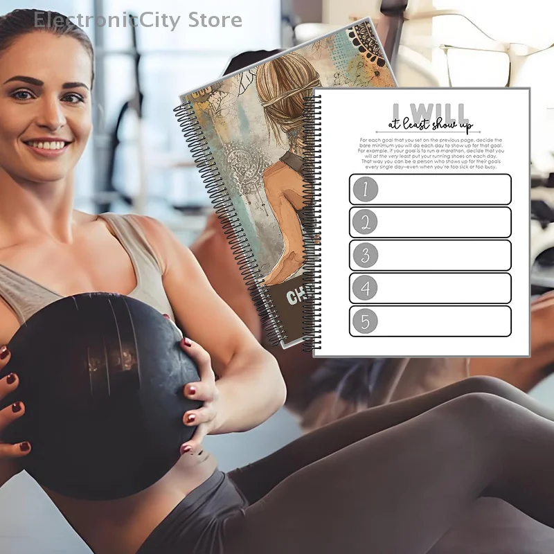 

1 шт., принятый фитнес-планировщик Challenge — 90-дневный журнал упражнений и еды для вечернего планировщика отражений, здоровья и благодарности