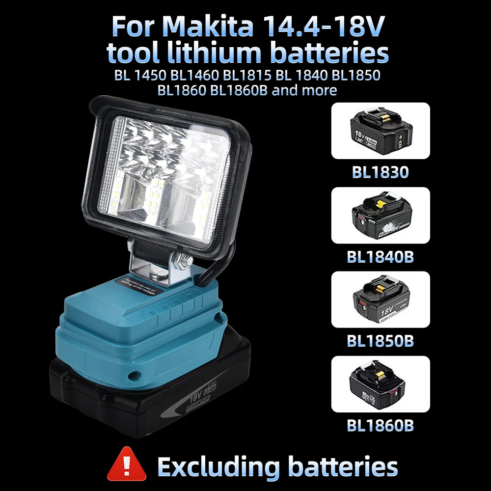 For Makita 18V Li-ion Battery LED Work Light 4/6/8inch Flashlight Portable Emergency Flood Lamp Camping lamp