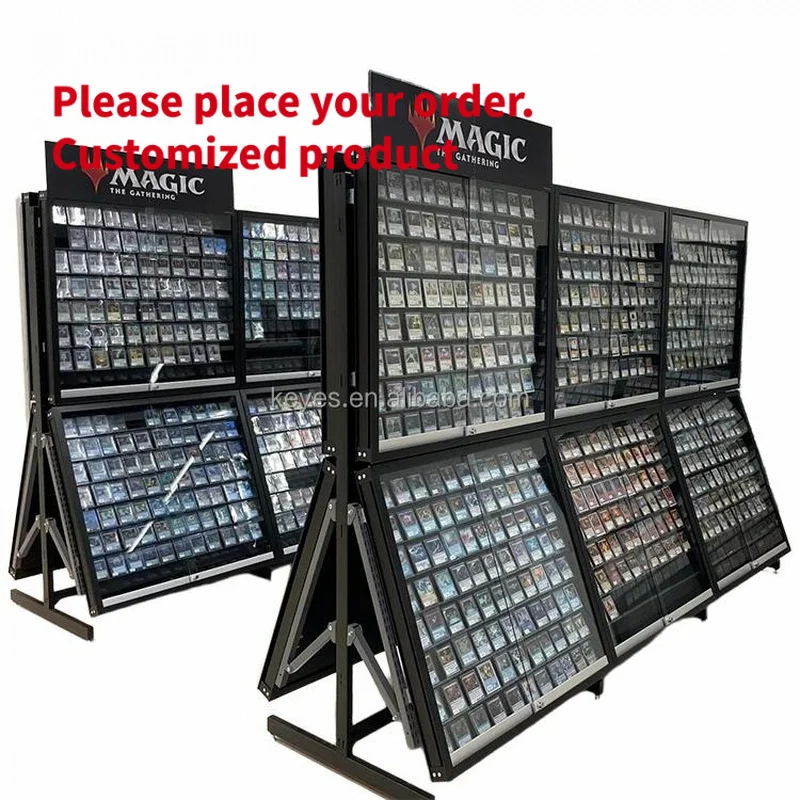 custom.KEYI Modern Large Capacity Double-Sided Metal Acrylic Eco-Friendly Display Stand TCG Sport Collectible Trading Ca
