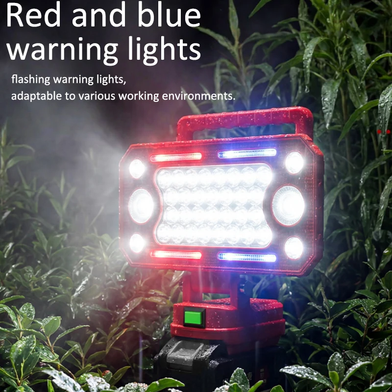 Portable LED lighting, suitable for Makita/Dewalt/Milwaukee 18V lithium battery, with dual USB ports, suitable for sites fishing