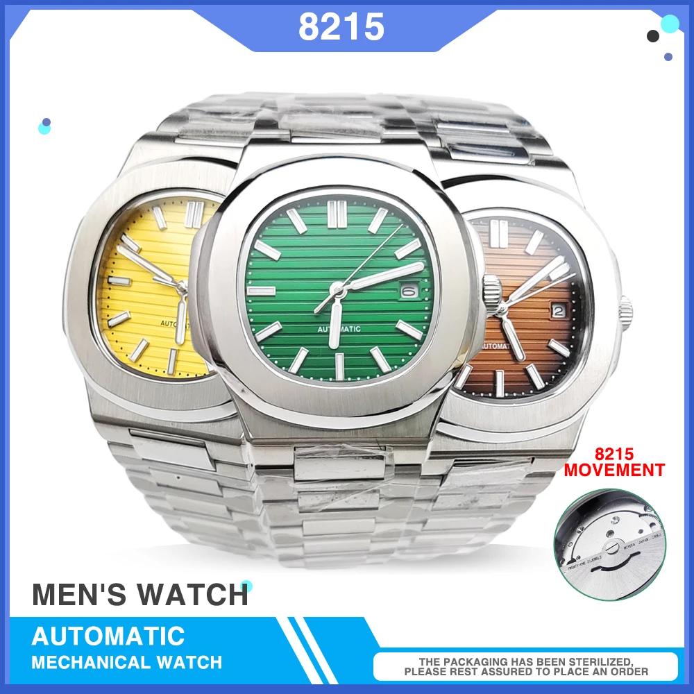 10 Colors 40mm Square Mechanical Automatic Men's Watch NH35/8215 Movement Date Sapphire Glass Stainless Steel Strap
