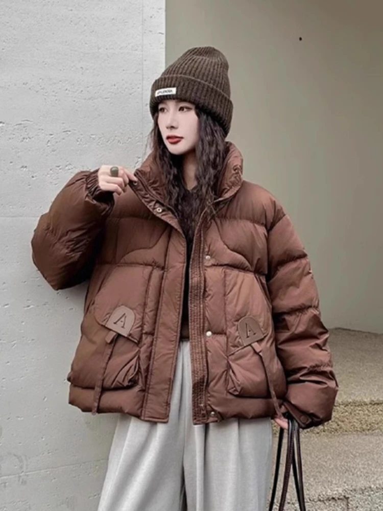 Weibliche Unten Jacke Winter Kurze Dicke Warme Lange Ärmeln Parkas Frauen Mode Lässig 90% Weiße Ente Puffer Mantel Damen Outwear