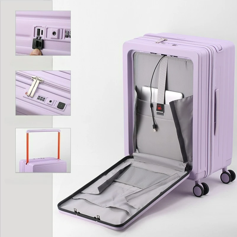 กระเป๋าเดินทางอเนกประสงค์แบบเปิดด้านหน้า มีหูหิ้วกว้าง ขนาด 24 นิ้ว ความจุขนาดใหญ่ พร้อมล้อเลื่อน  กระเป๋าเดินทางขึ้นเครื่องขนาด 20 นิ้ว