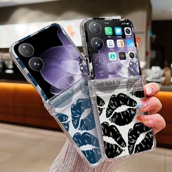 Hinged Kiss Lips Print Case For Xiaomi Mix Flip Funda Shockproof Clear PC Hard Folding Phone Cover For Xiaomi Mixflip