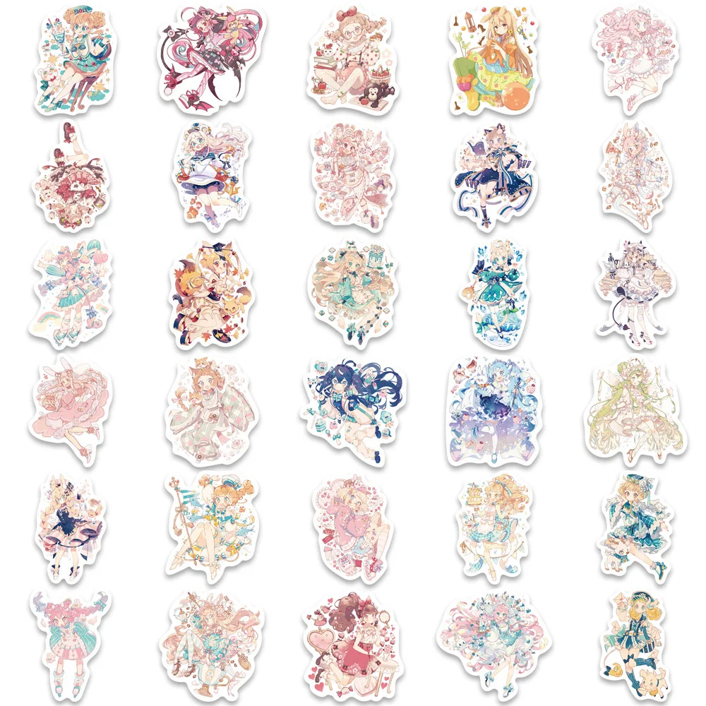 10/30/60pcs Kawaii Anime Lolita Girl Stickers  Cute Cartoon Decal Kids Toy Laptop Phone Notebook Luggage Car Waterproof Sticker