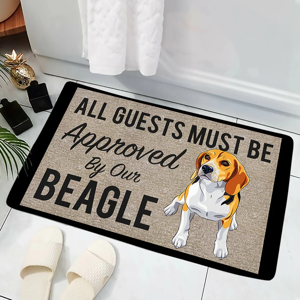 CLOOCL Fashion Animals Doormats All Guests Must Be Approved By Our Beagle 3D Printed Flannel Indoor Carpets Rugs Home Decor