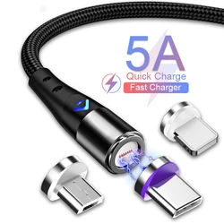 5A Magnetic USB C Cable Super Fast Charging Micro USB Type C For iPhone 13 Samsung Xiaomi Huawei P30 Android Charging Data Cable