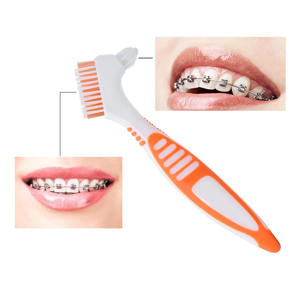 20pcs Denture Cleaning Brush False Teeth Brush Soft Multi-Layered Bristles Non-slip Rubber Handle Tooth Brushes Oral Care Tools