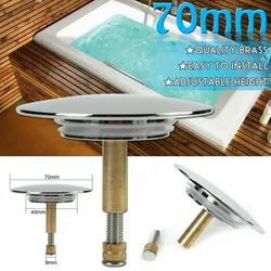 Bathroom Sink Drain Plug Stopper, 70mm Push Pop-Up Click Clack Plug Stopper Adjustable Bath Plug For Wash Basin Drains Bathroom
