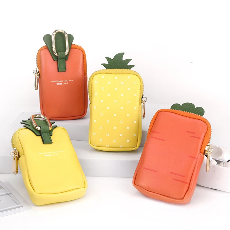 

5 шт. кошельки для монет из искусственной кожи, милые фруктовые принты, вертикальный стиль, сумка для хранения ушей, разные цвета
