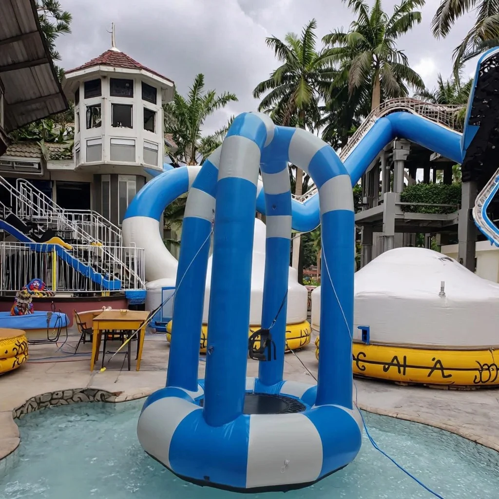 Outdoor Single Person Inflatable Trampoline Bungee Jumping Equipment Price for Sale Playground Sport Game Equipment PVC